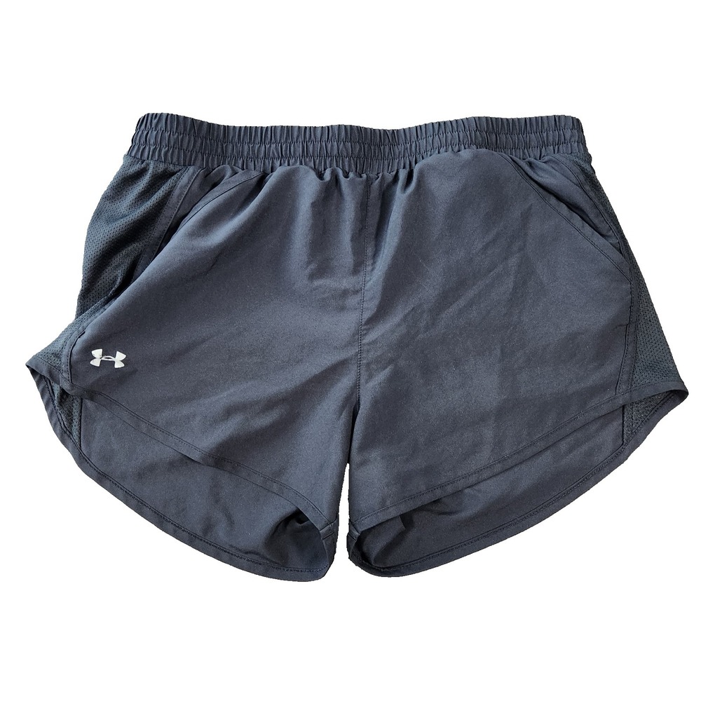 Under Armour Womens HeatGear Loose Running Shorts Black Mesh Trim Small